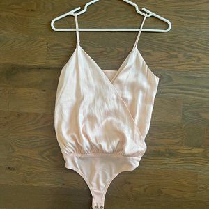 Lovers + Friends Pink Silk Bodysuit